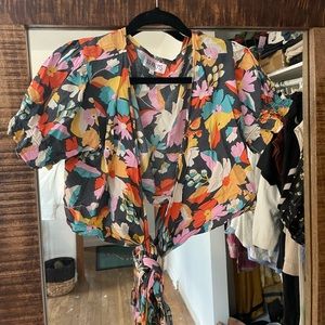 Floral Print Wrap Top